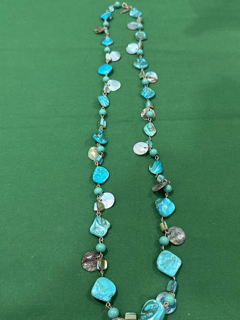 New York Brand Necklace With Turquoise And Abalone Shell Necklace. 98F